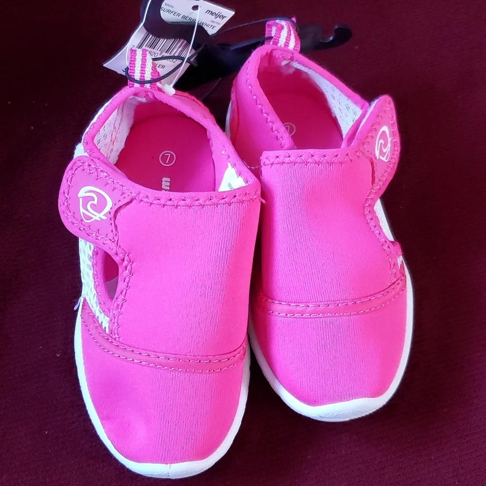 3 pair Toddler Girls Shoes Water Shoes Flip Flops Glitter Sandals Size 7/8 NWT - Picture 2 of 10